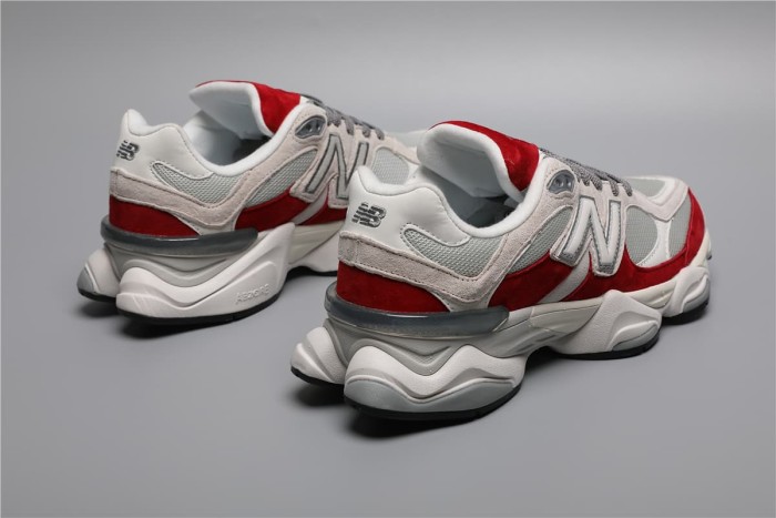 [plus-size shoes]New B@L@nce 9060 Gray Red Color Block Mesh Cushion Low Top Dad Sneakers 29461067