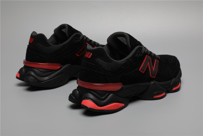 [plus-size shoes]New B@L@nce 9060 Black Red Color Block Mesh Cushion Low Top Dad Sneakers 29461062