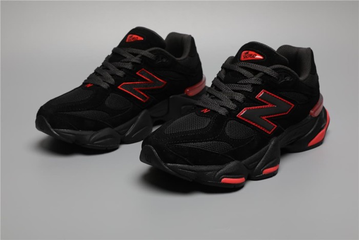 [plus-size shoes]New B@L@nce 9060 Black Red Color Block Mesh Cushion Low Top Dad Sneakers 29461062