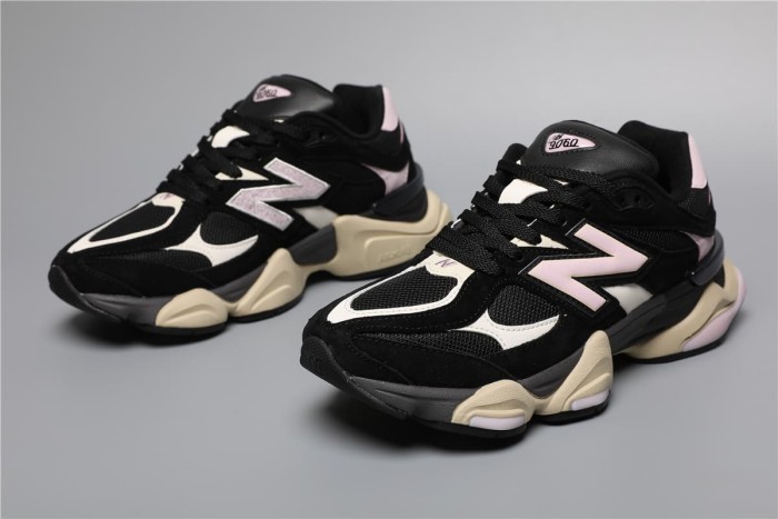 [plus-size shoes]New B@L@nce 9060 Black Pink Color Block Mesh Cushion Low Top Dad Sneakers 29461055