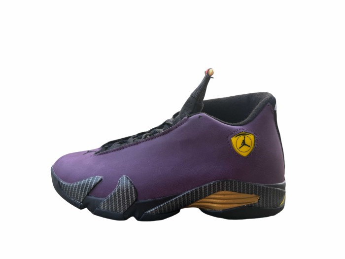 [plus-size shoes] Air @j14 Purple Yellow Lakers Low Top Air Cushion Retro Basketball Sneakers 29461336