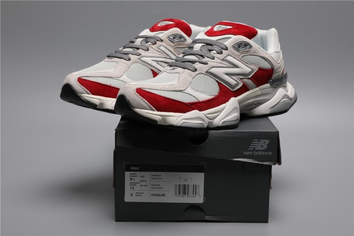 [plus-size shoes]New B@L@nce 9060 Gray Red Color Block Mesh Cushion Low Top Dad Sneakers 29461067