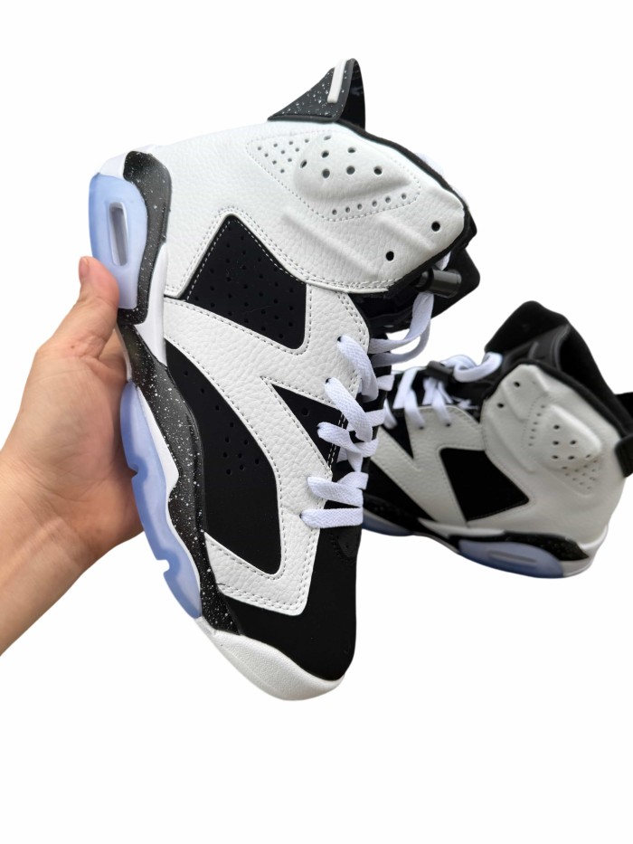 [plus-size shoes] Air @j6 Black and White Reverse Oreo High Top Air Cushion Basketball Sneakers 29461324