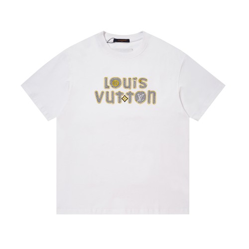 Bubble Letter Embroidery Yellow Dot Stitch Diagonal Stripe Fill Print T-shirt 2 colors 29465206