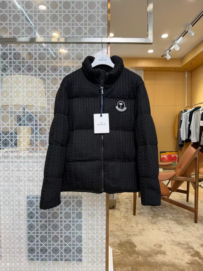 1:1 quality version Palm Angels Palm Tree Badge Knit Stand Collar Short Down Jacket 3 colors 29468393