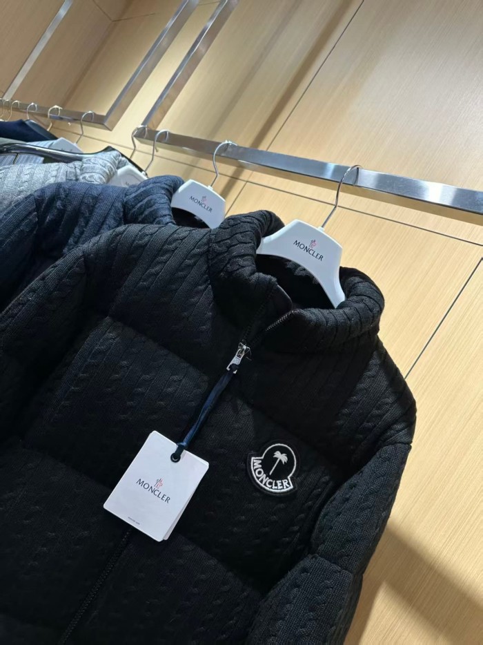 1:1 quality version Palm Angels Palm Tree Badge Knit Stand Collar Short Down Jacket 3 colors 29468393