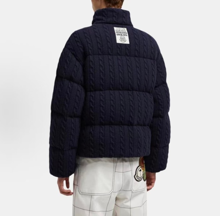 1:1 quality version Palm Angels Palm Tree Badge Knit Stand Collar Short Down Jacket 3 colors 29468393