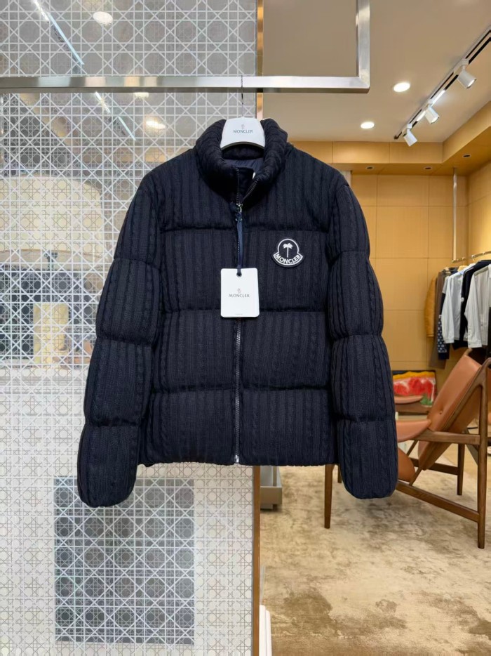 1:1 quality version Palm Angels Palm Tree Badge Knit Stand Collar Short Down Jacket 3 colors 29468393