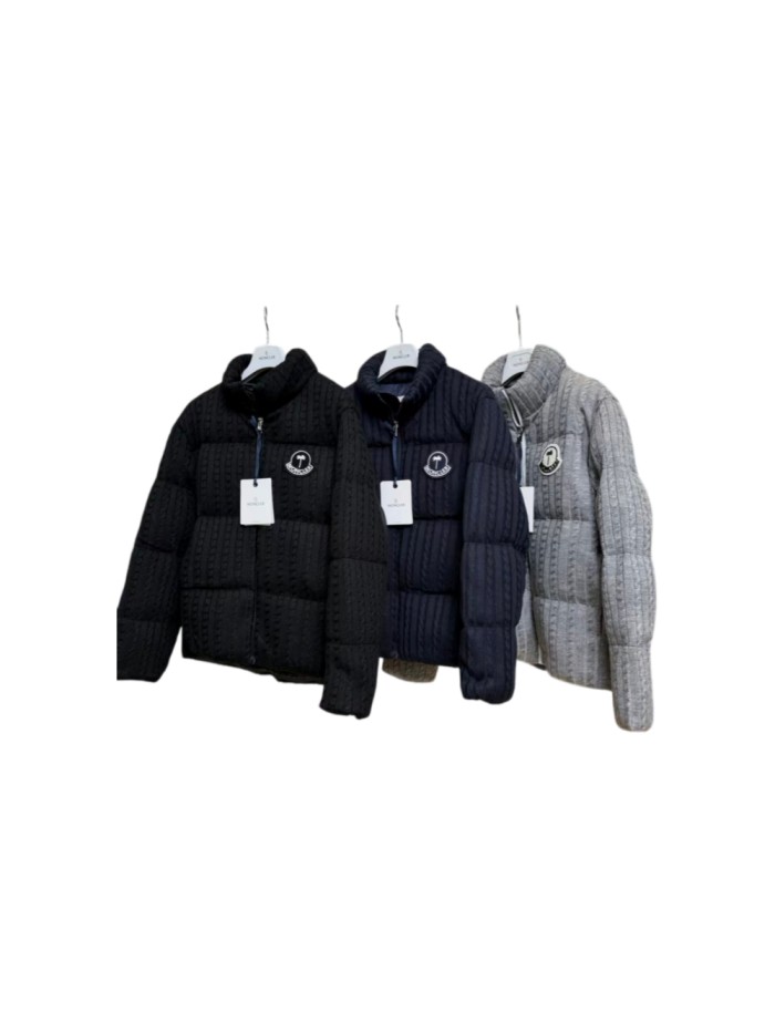 1:1 quality version Palm Angels Palm Tree Badge Knit Stand Collar Short Down Jacket 3 colors 29468393