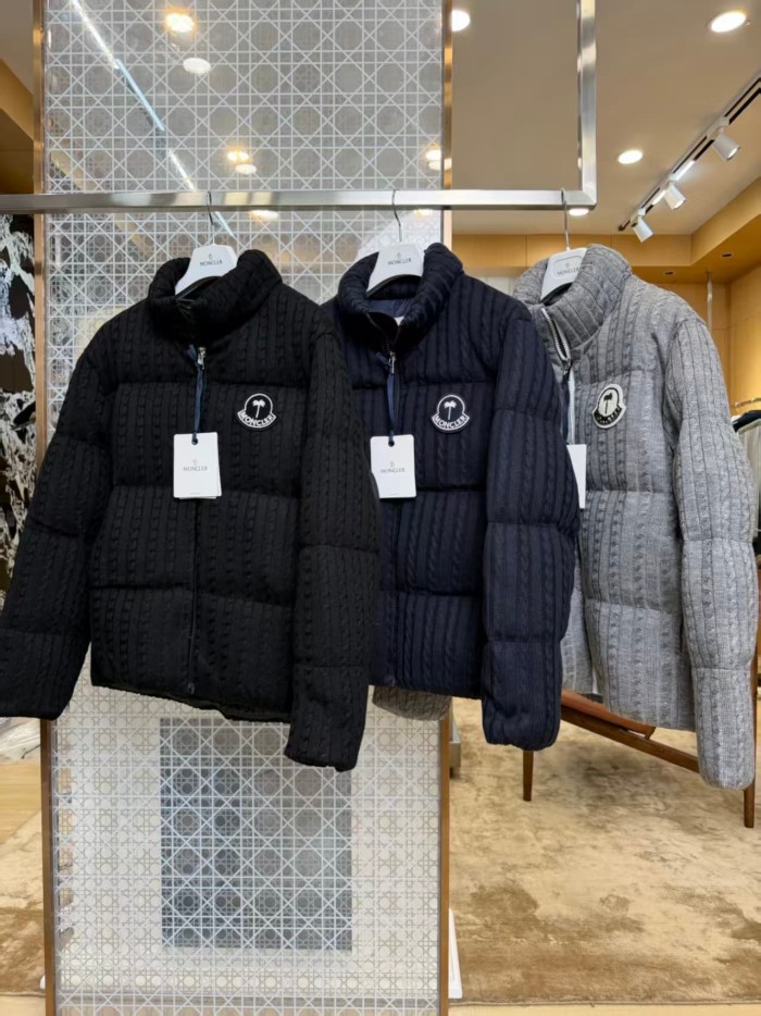 1:1 quality version Palm Angels Palm Tree Badge Knit Stand Collar Short Down Jacket 3 colors 29468393