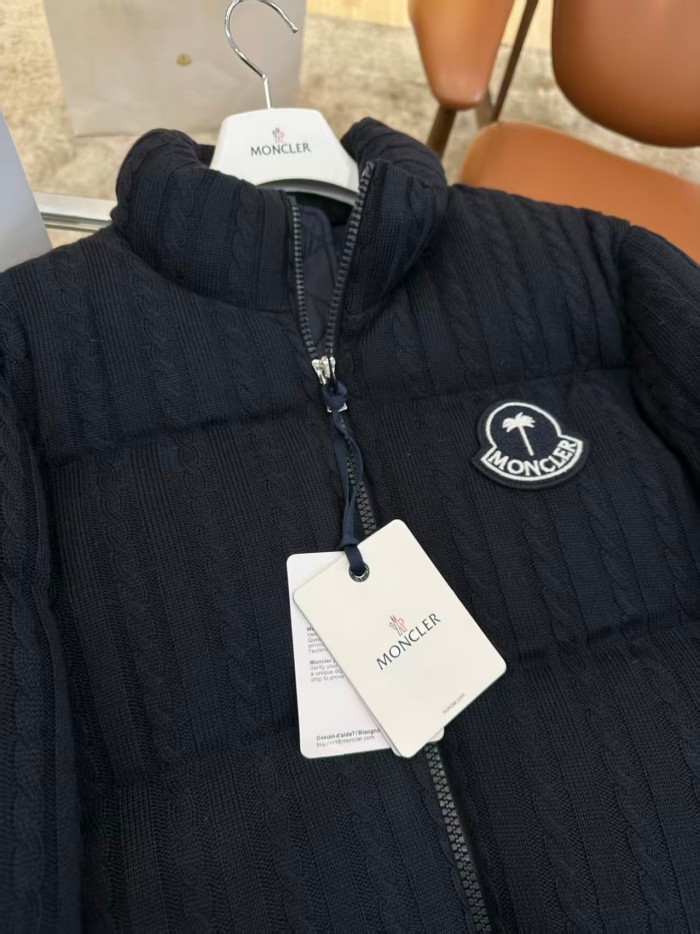 1:1 quality version Palm Angels Palm Tree Badge Knit Stand Collar Short Down Jacket 3 colors 29468393