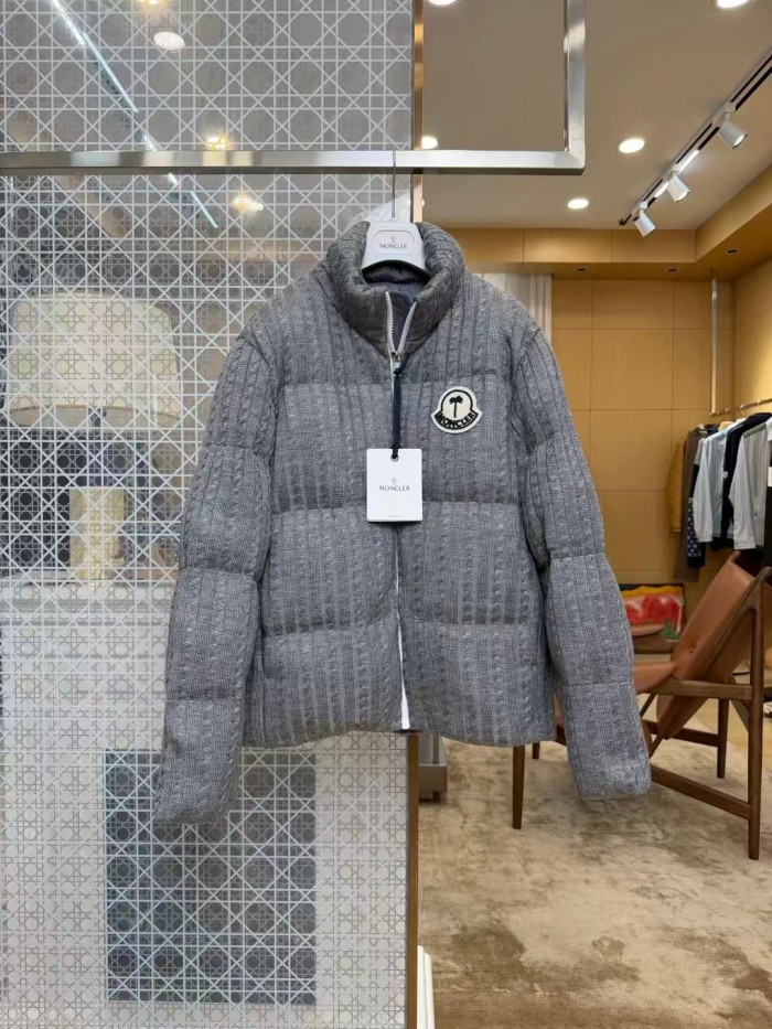 1:1 quality version Palm Angels Palm Tree Badge Knit Stand Collar Short Down Jacket 3 colors 29468393