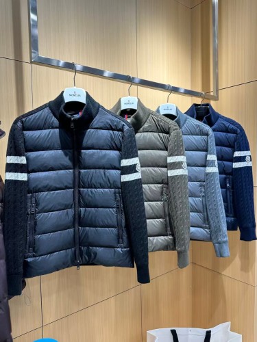 1:1 quality version Two Stripe Cable Knit Down Panel Hybrid Stand Collar Down Jacket 3 colors 29468422