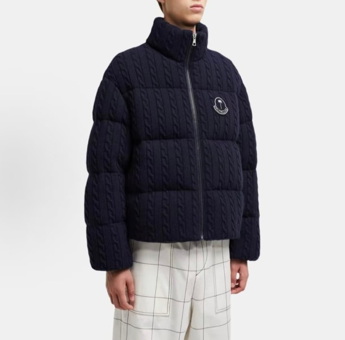 1:1 quality version Palm Angels Palm Tree Badge Knit Stand Collar Short Down Jacket 3 colors 29468393