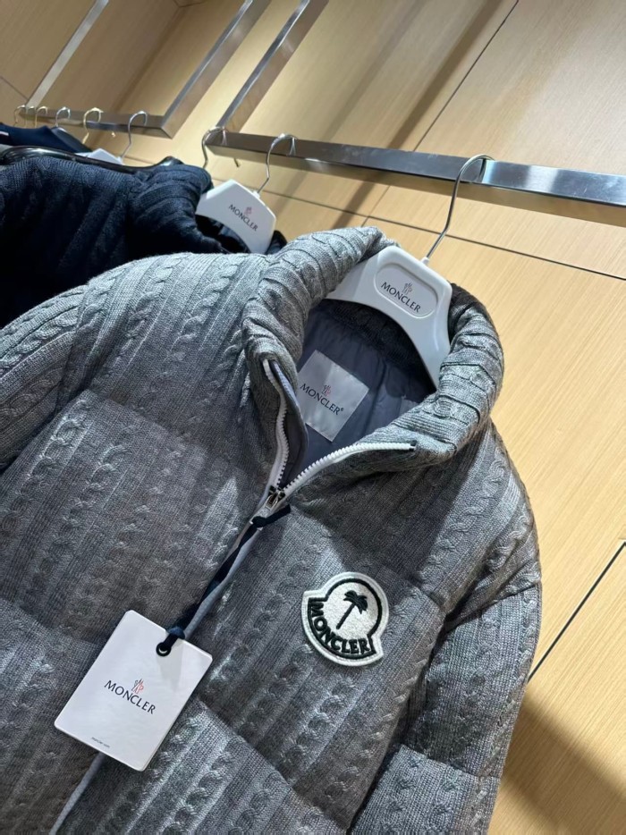 1:1 quality version Palm Angels Palm Tree Badge Knit Stand Collar Short Down Jacket 3 colors 29468393