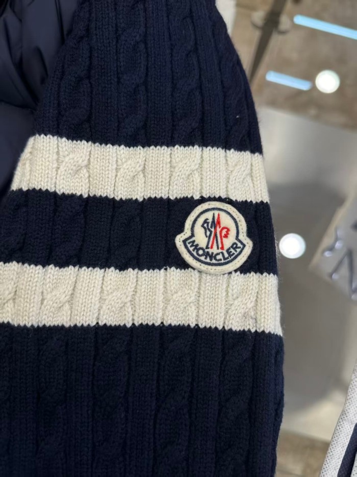 1:1 quality version Two Stripe Cable Knit Down Panel Hybrid Stand Collar Down Jacket 3 colors 29468422