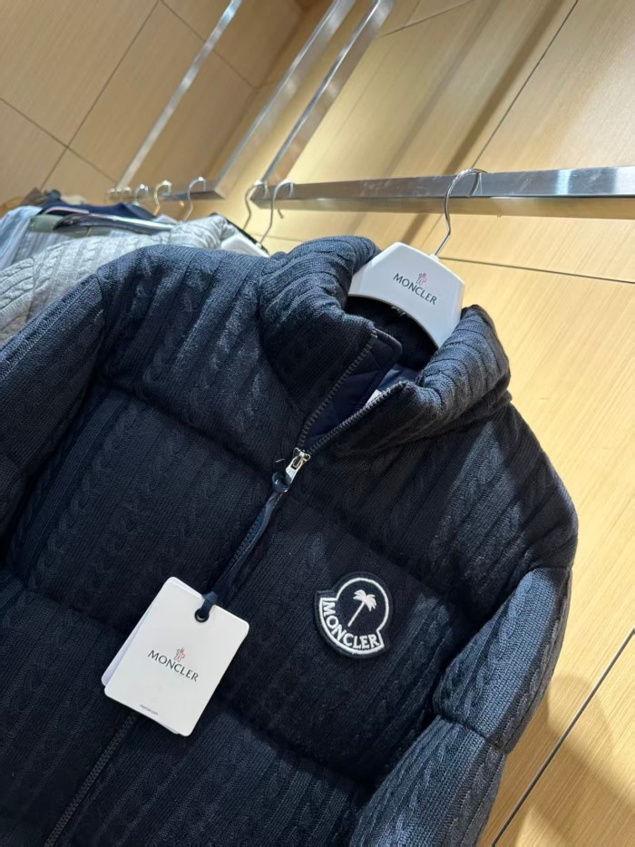 1:1 quality version Palm Angels Palm Tree Badge Knit Stand Collar Short Down Jacket 3 colors 29468393