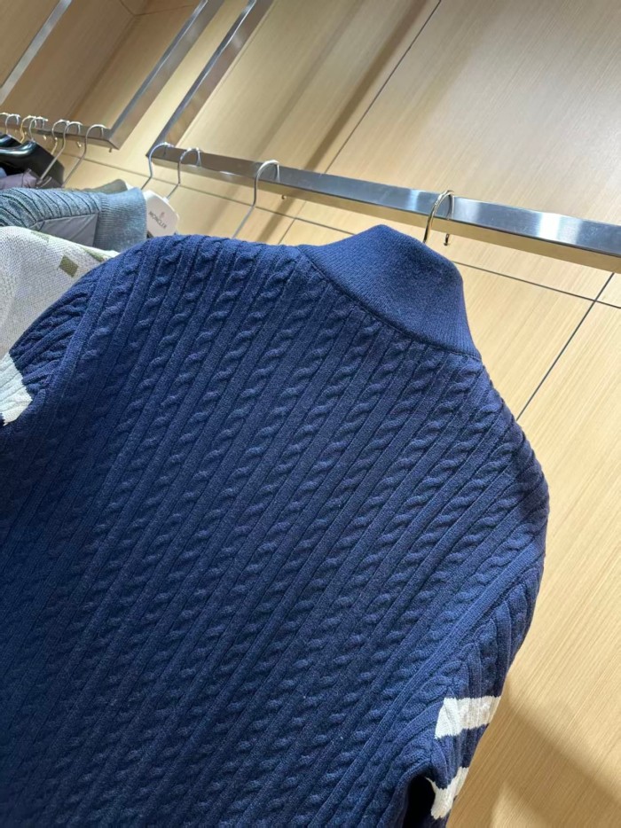 1:1 quality version Two Stripe Cable Knit Down Panel Hybrid Stand Collar Down Jacket 3 colors 29468422