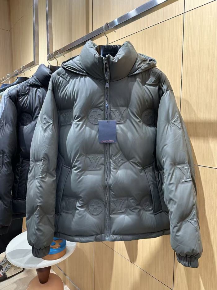 1:1 quality version Embossed Monogram Hooded Stand Collar Zip-Up Down Jacket 2 colors 29481556