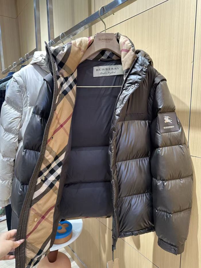 1:1 quality version Knight Logo Plaid Placket Hooded Quilted Down Jacket 3 colors 29481498