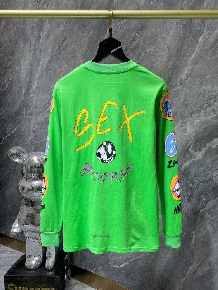 [50% Off]Sex Records Double Sleeve Graffiti Long Sleeve T-Shirt 27144033