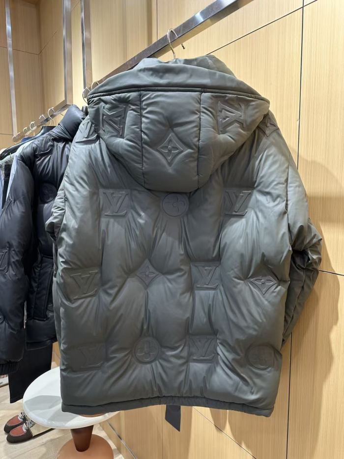 1:1 quality version Embossed Monogram Hooded Stand Collar Zip-Up Down Jacket 2 colors 29481556