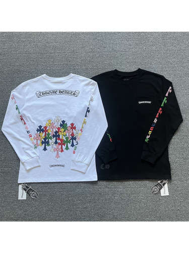 [50% Off]Back Colorful Cross Group Logo Print Long Sleeve T-Shirt 27118701