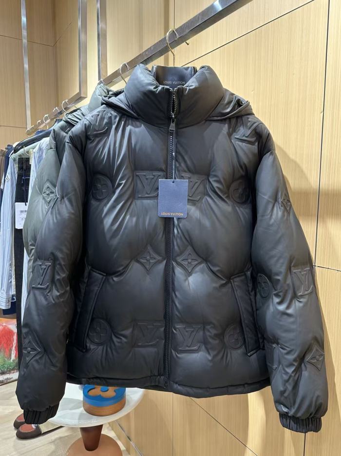 1:1 quality version Embossed Monogram Hooded Stand Collar Zip-Up Down Jacket 2 colors 29481556