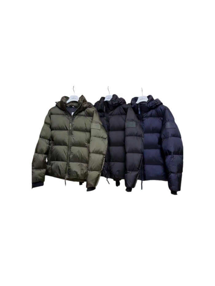 1:1 quality version Rubber Logo Patch Hooded Quilted Casual Zip-Up Down Jacket 3 colors 29481485