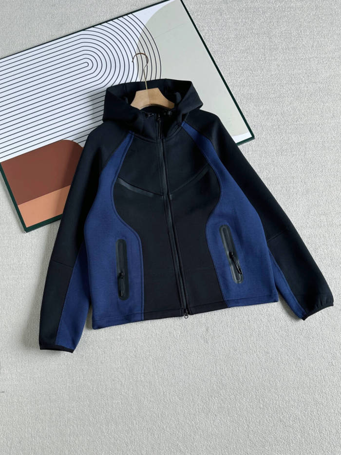 Curved Color Block Half Zip Bonded Pocket Hoodie & Pants Set 4 colors 29482275