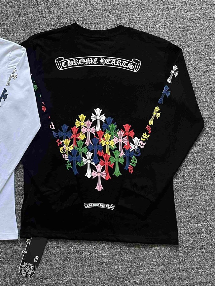 [50% Off]Back Colorful Cross Group Logo Print Long Sleeve T-Shirt 27118701