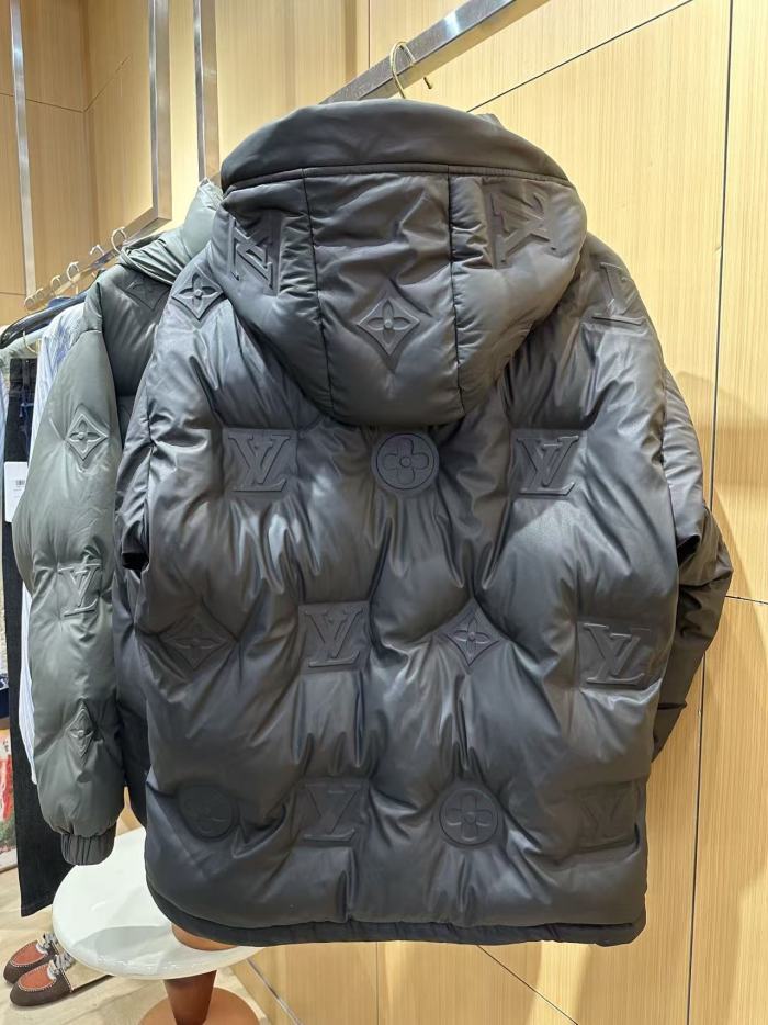 1:1 quality version Embossed Monogram Hooded Stand Collar Zip-Up Down Jacket 2 colors 29481556