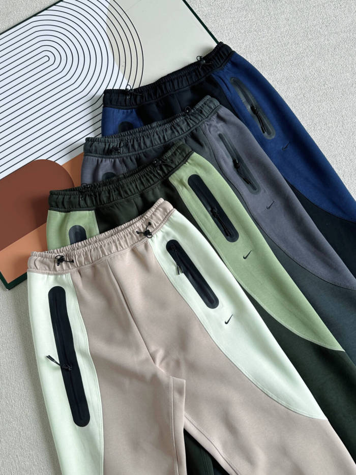 Curved Color Block Half Zip Bonded Pocket Hoodie & Pants Set 4 colors 29482275