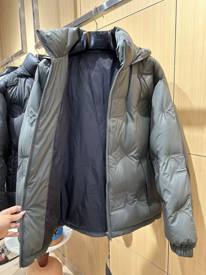 1:1 quality version Embossed Monogram Hooded Stand Collar Zip-Up Down Jacket 2 colors 29481556