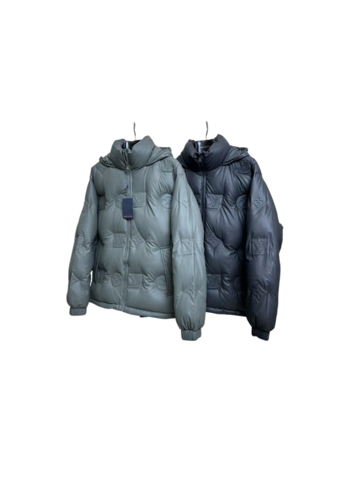 1:1 quality version Embossed Monogram Hooded Stand Collar Zip-Up Down Jacket 2 colors 29481556