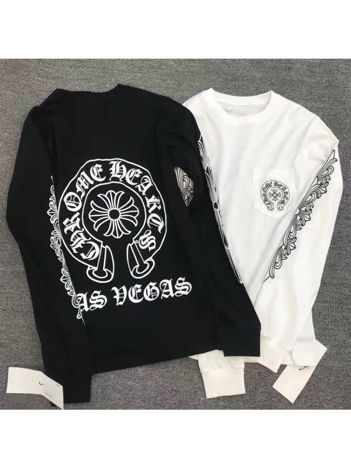 [50% Off]Los Angeles Sanskrit Alphabet Horseshoe Cross Print Long Sleeve T-Shirt 2 colors 27157876