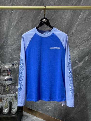 [50% Off]Klein Blue patchwork arm cross long sleeve T-shirt 27269397