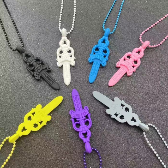 [50% Off]Macaron Multicolor Resin Sword Necklace 7 colors[【with dust bags】27316404
