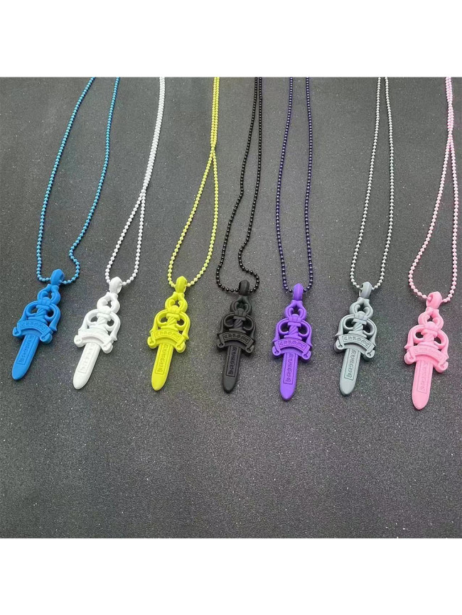 [50% Off]Macaron Multicolor Resin Sword Necklace 7 colors[【with dust bags】27316404