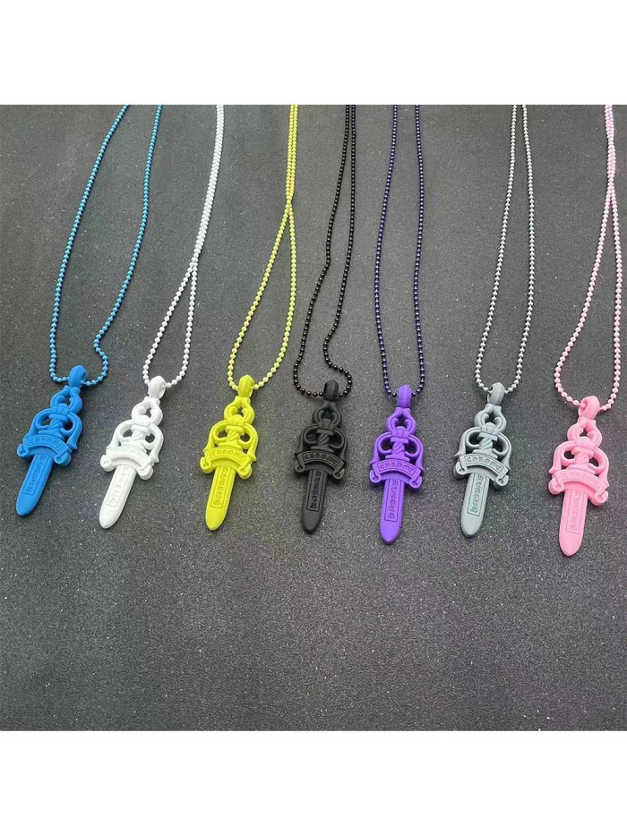 [50% Off]Macaron Multicolor Resin Sword Necklace 7 colors[【with dust bags】27316404