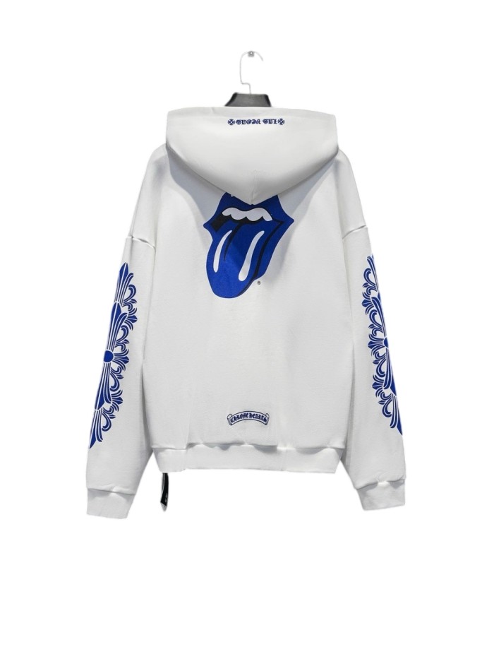 [50% Off]Back blue big tongue flower arms printed hoodie 27477787
