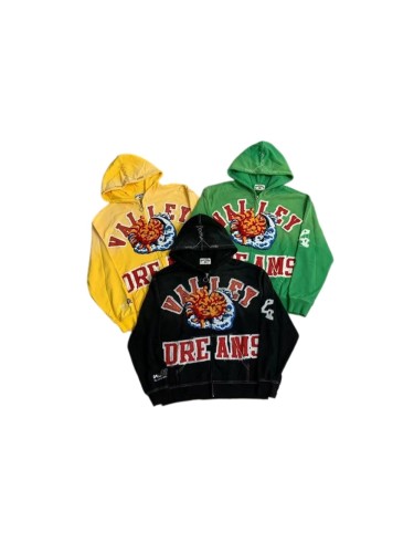 Vintage Sun and Moon Chenille Appliqué Letter Full-Zip Unisex Hoodie 3 colors 29489077