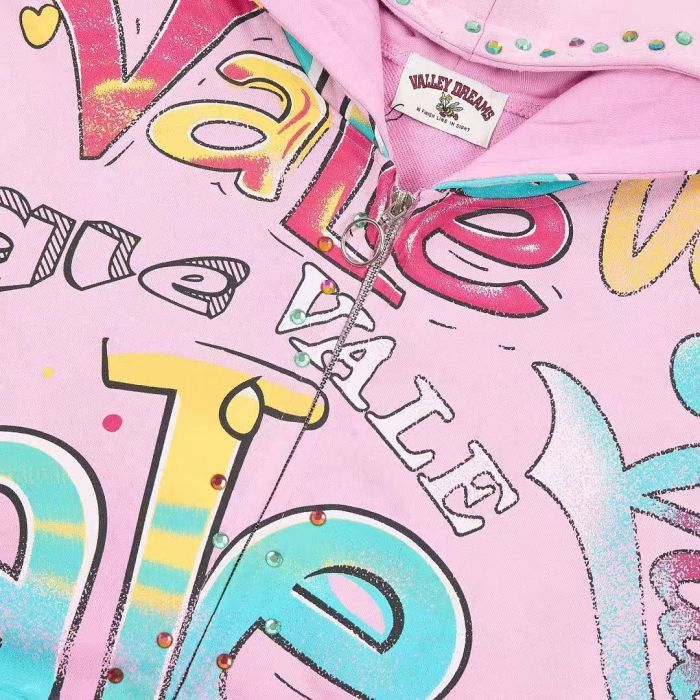 Multi Color Full Graffiti Letter Print Washed Zip Up Hoodie 3 colors 29488903