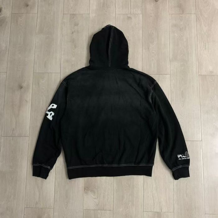 Vintage Sun and Moon Chenille Appliqué Letter Full-Zip Unisex Hoodie 3 colors 29489077