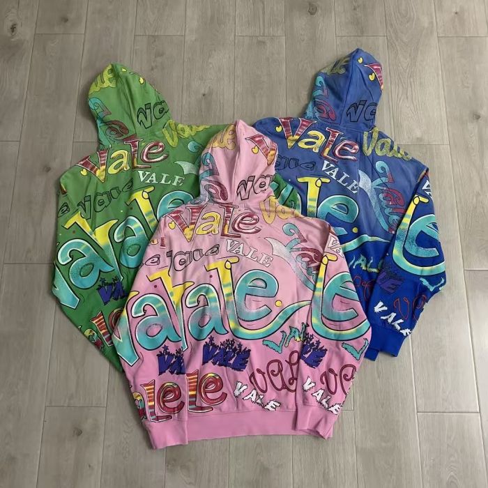 Multi Color Full Graffiti Letter Print Washed Zip Up Hoodie 3 colors 29488903