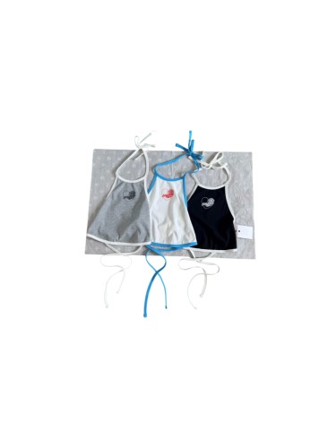 1:1 quality version Heart Vine Print Halter Tie Cropped Halter Dudou Tank Top 3 colors for girls 29494988
