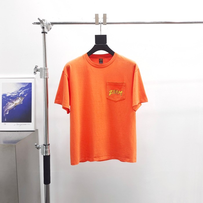 1:1 quality version Orange Wash Vintage Pocket Zoom Graffiti Letter Print T-shirt 29494979