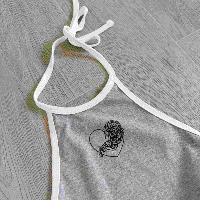 1:1 quality version Heart Vine Print Halter Tie Cropped Halter Dudou Tank Top 3 colors for girls 29494988
