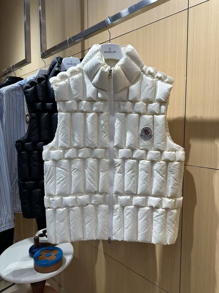 1:1 quality version Stand Collar Square Quilted Badge Logo Zipper Solid Color Down Vest 2 colors 29495418