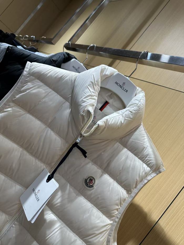 1:1 quality version Stand Collar Horizontal Quilted Badge Logo Zipper Solid Down Vest 2 colors 29495410